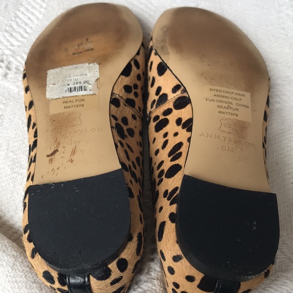Ann Taylor Cheetah Calf Hair Round Flat Heels, SZ 6M - Picture 5 of 11